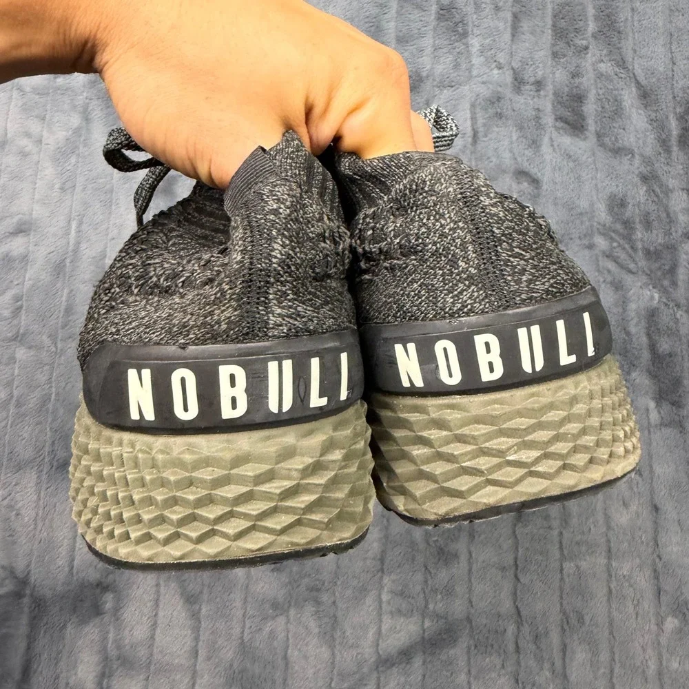 NOBULL Knit Runner Mens 13 Dark Grey Heather Olive Green Training Shoes